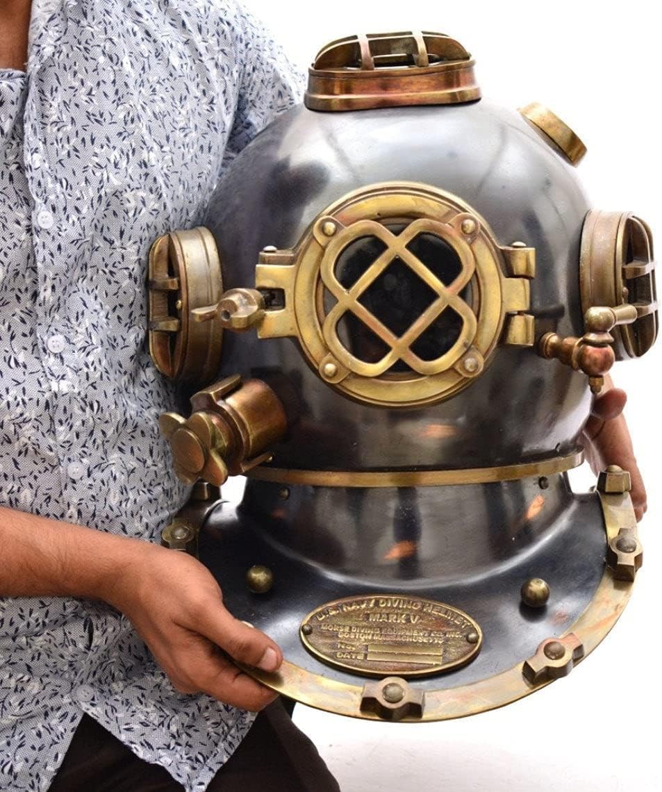 Handmade Antique Mark V Nautical Diving Helmet Divers Royal Navy Diving Helmet