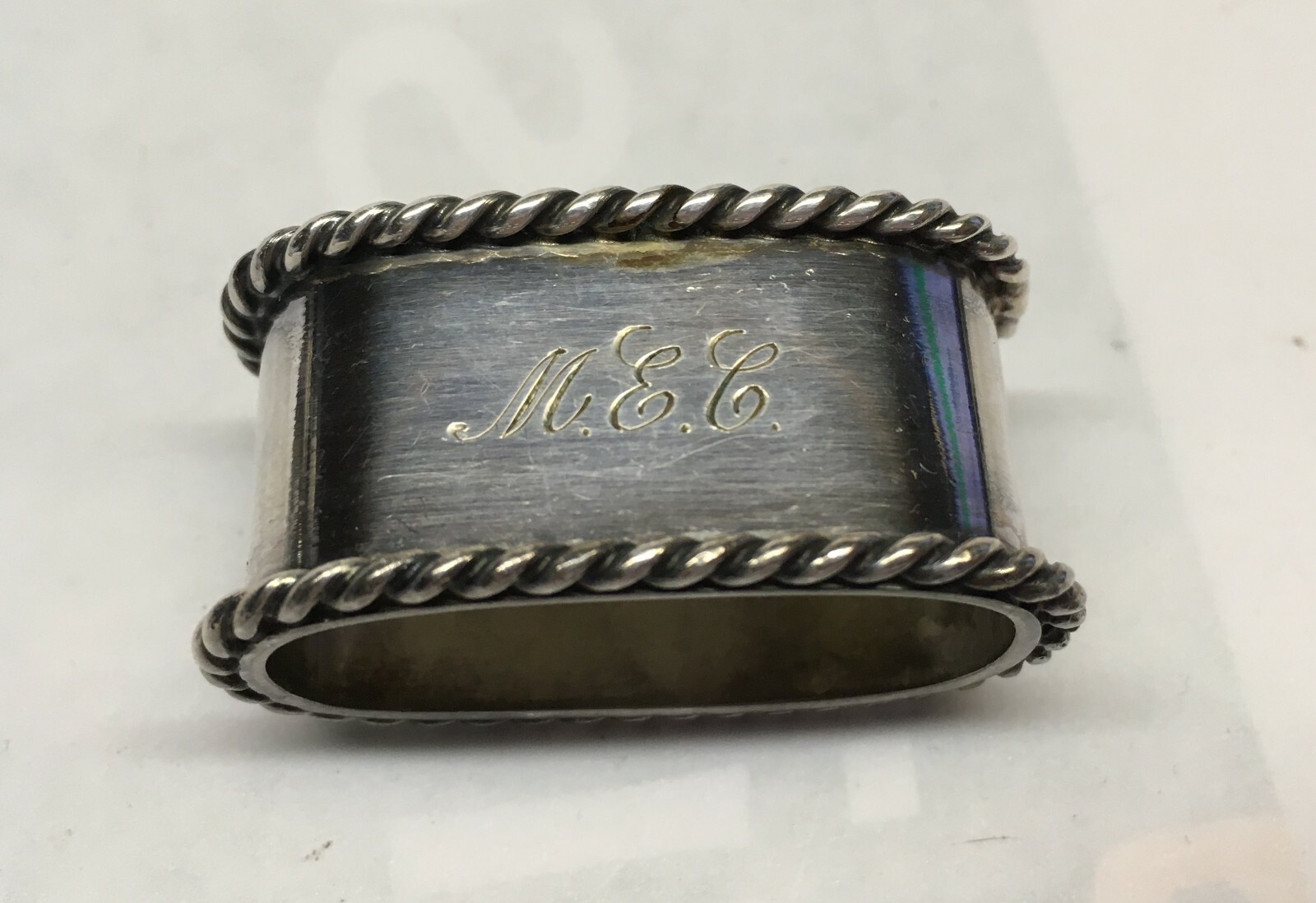Vintage Lutz & Weiss Pforzheim German 835 Silver Napkin Ring 28g Mono “M E C”