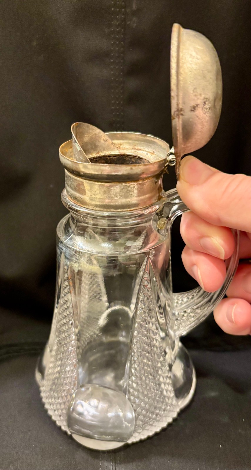 EAPG Antique Pattern RAMONA SYRUP JUG National McKee Glass Tiptoe 1903 Molasses