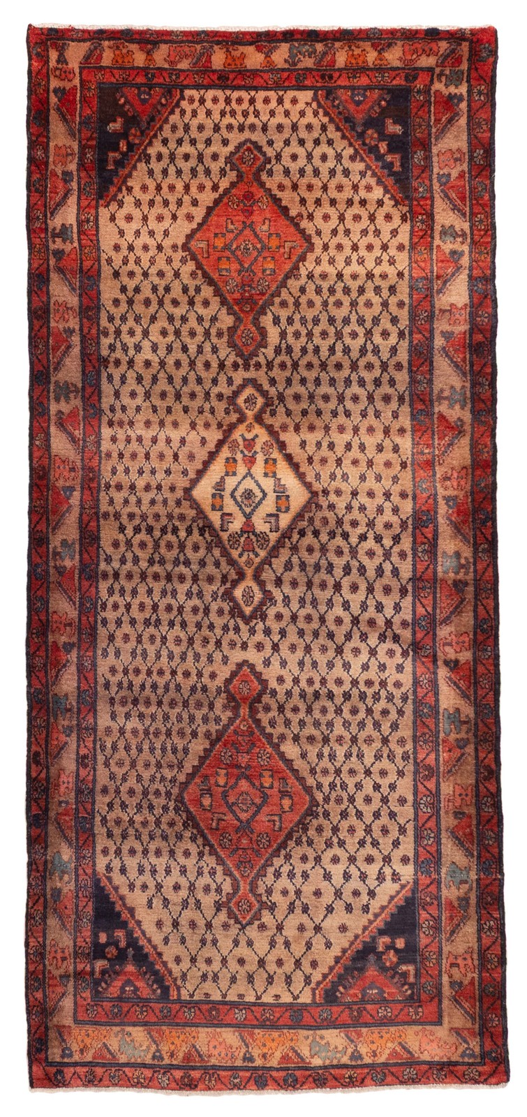 Vintage Hand-knotted Runner Rug 3’9″ x 9’2″ Traditional Oriental Wool Carpet