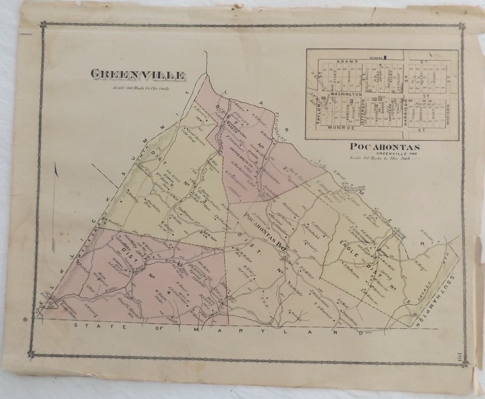 1876 Pennsylvania Somerset Co Greenville Larimer Atlas Print
