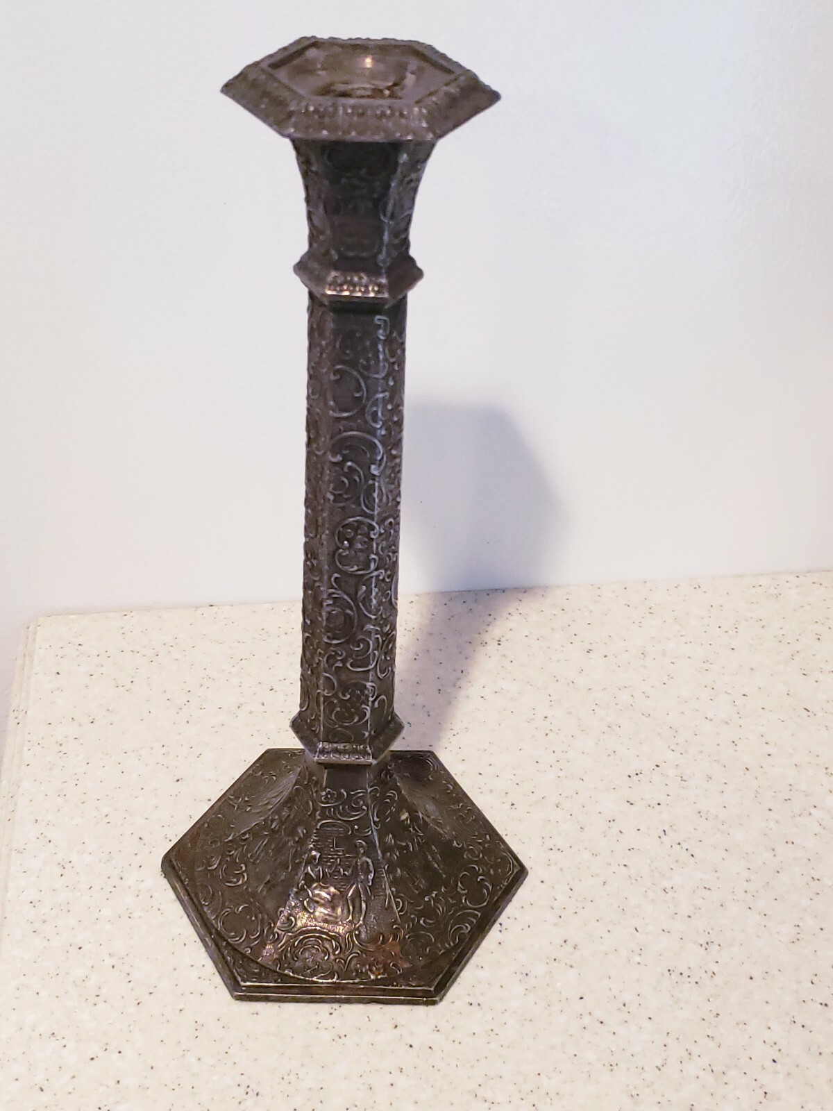 Silver Plated 13″ Candle Stick Holder by Derby S.P. Company – Pre-1933