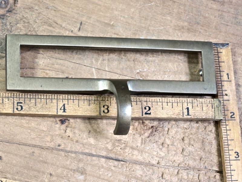 Old File Drawer Pull 4 1/2” Handle Card Holder Weber Knapp USA! Vintage Brass