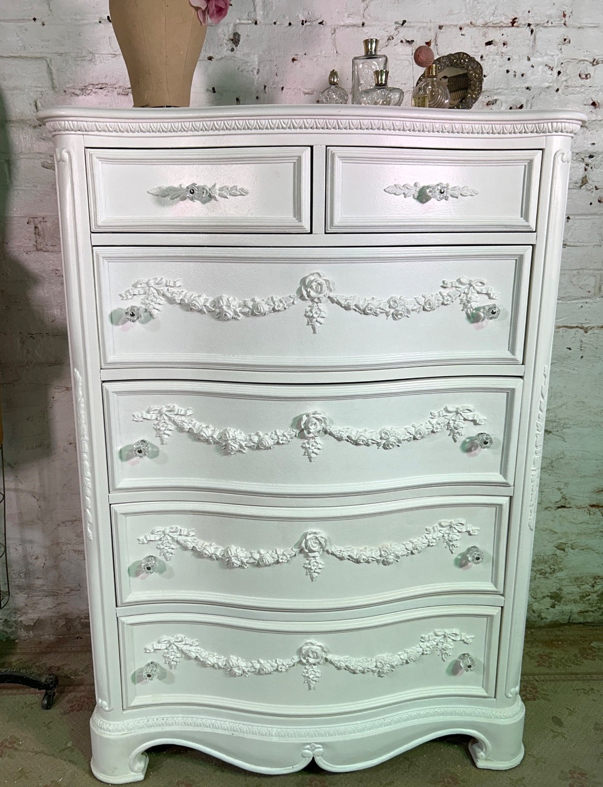Painted Cottage Shabby Chic Romantic Chest / Dresser