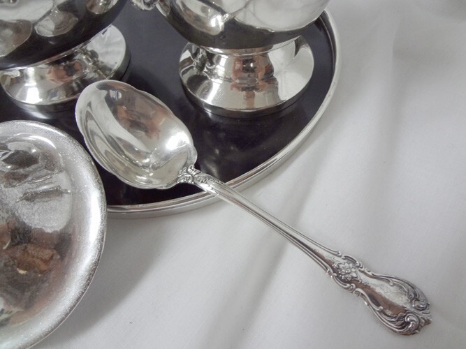 Sterling Silver Topez Taxco Cream Pitcher Sugar Bowl Tray Spoon Approx 6″ Tall