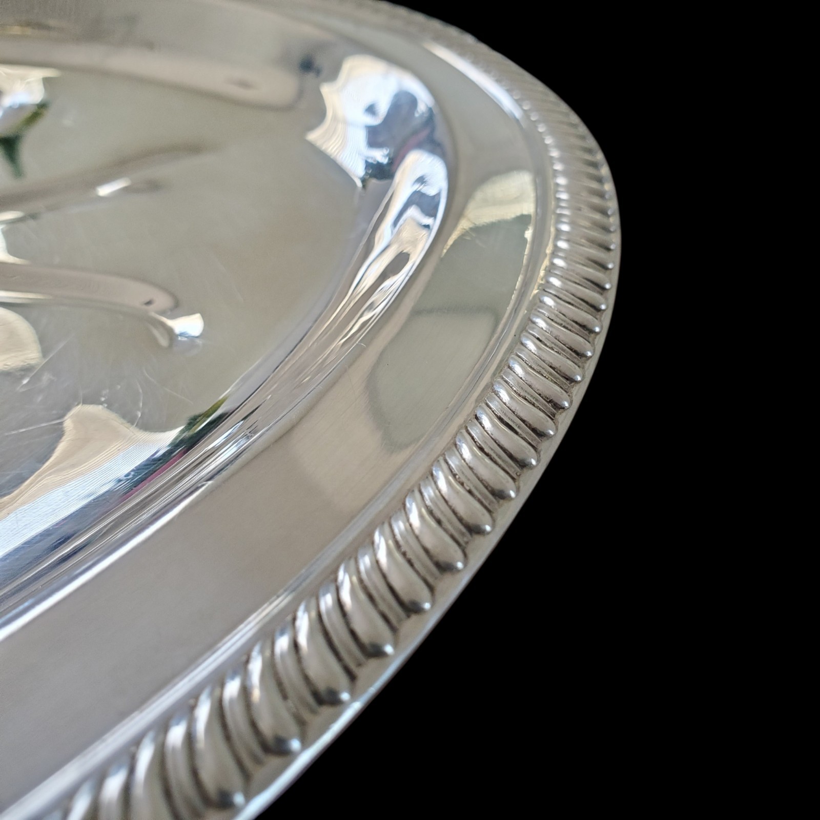 Sterling Silver Meat Serving Platter By Fisher Sterling 1526 “Kent” 875 Grams