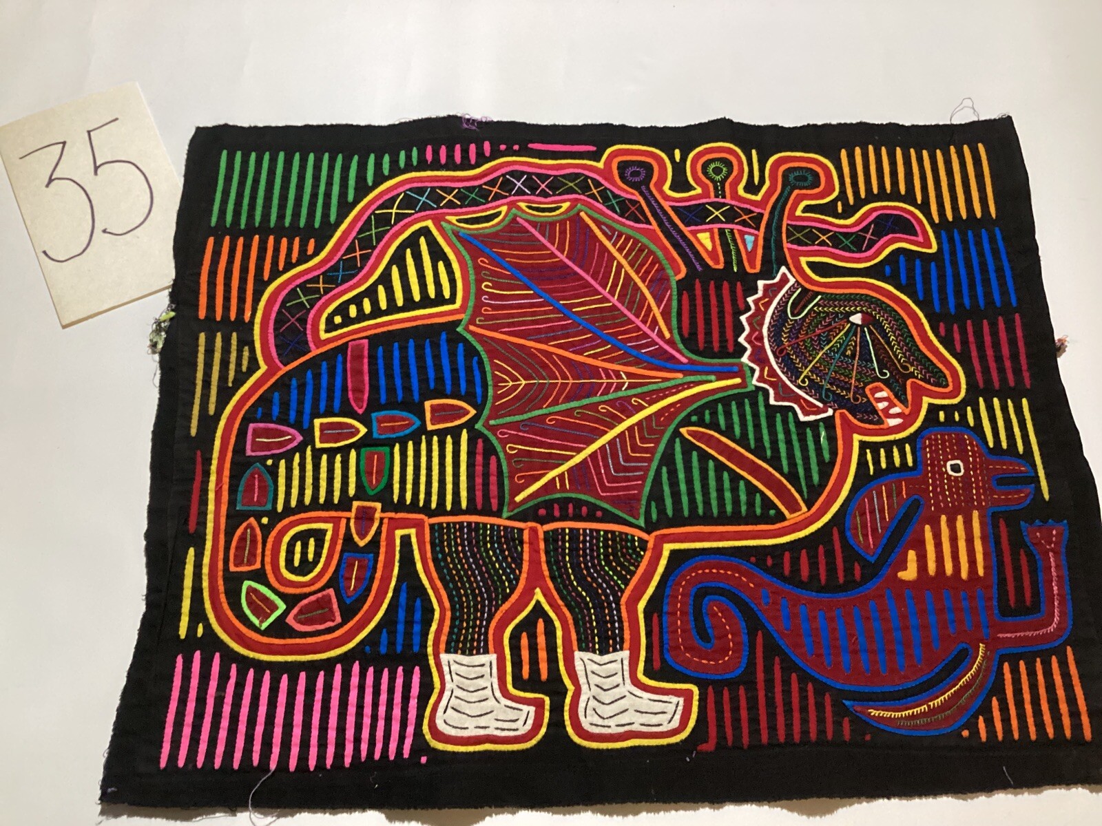 Kuna Indian Mola Textile Panama Latin America Applique Vintage Authentic