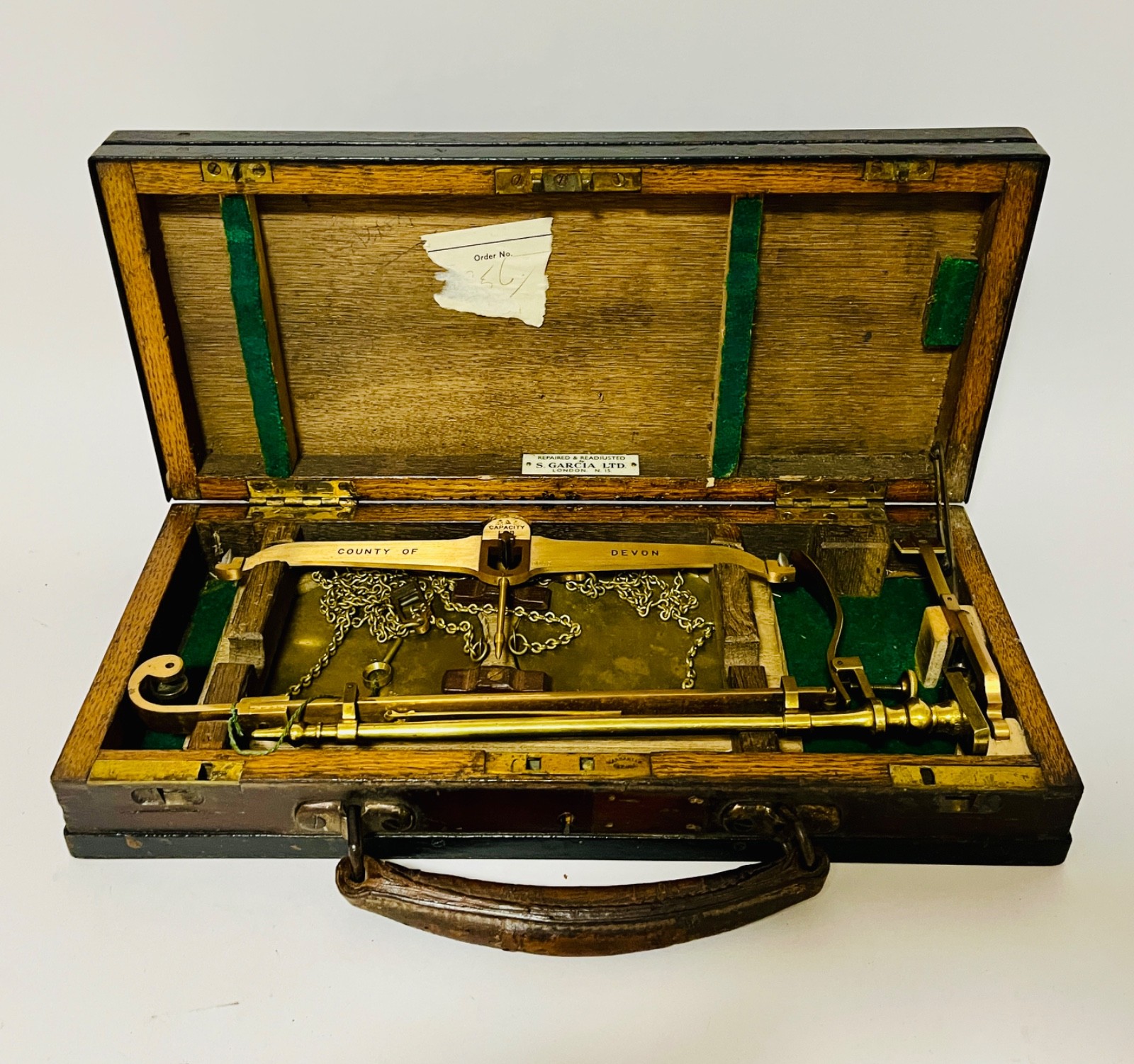 Antique Devon County Travelling Excise Brass Balance Scales De Grave 1903
