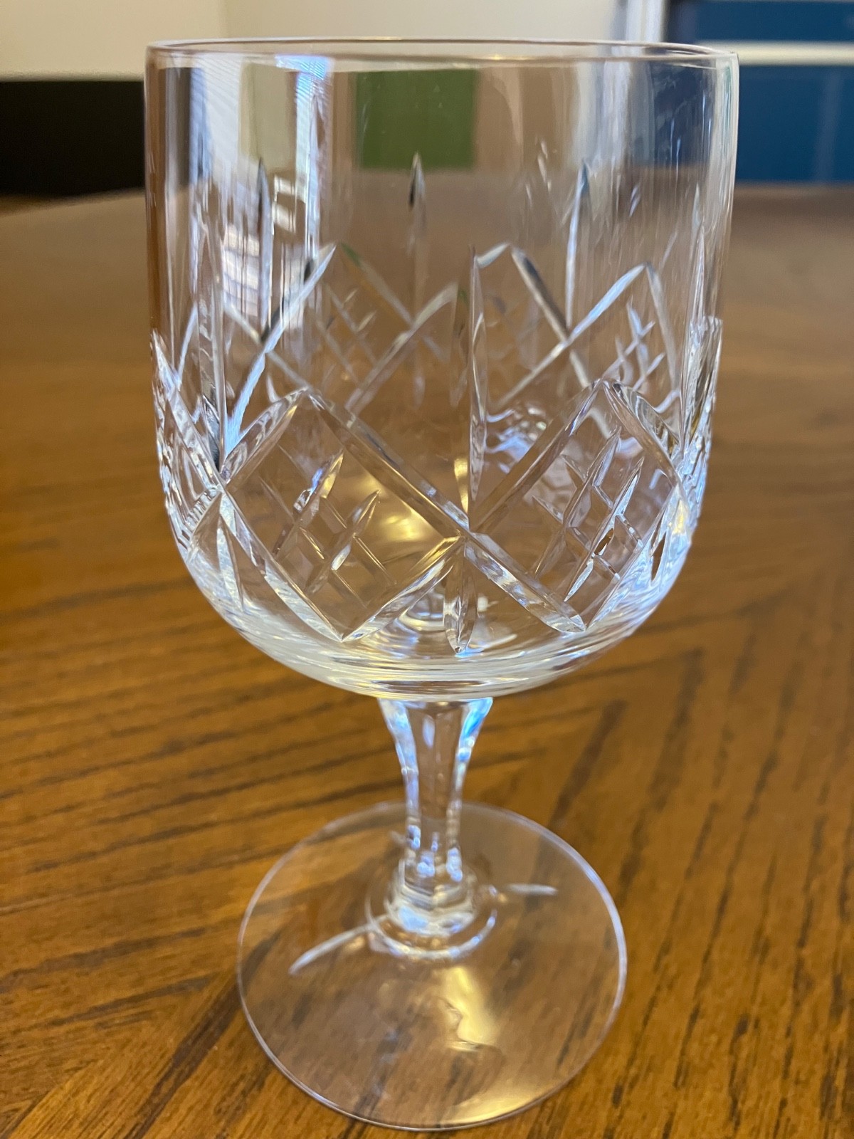 Cut Crystal Wine Glasses Set Of 5 Saf Bank Lettering On Bottom 6″ High