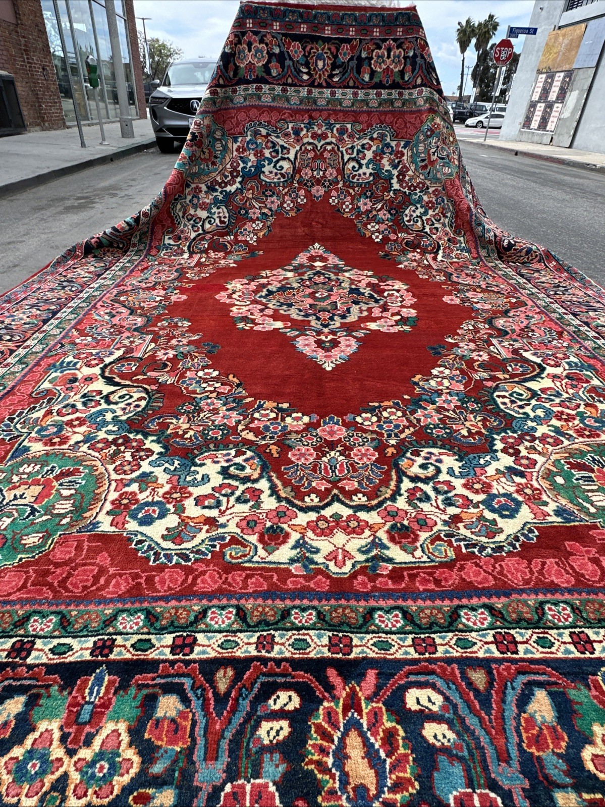 Auth: 40’s Antique Mahaal Rug Velvety Botanical Beauty Red 10×14 NR