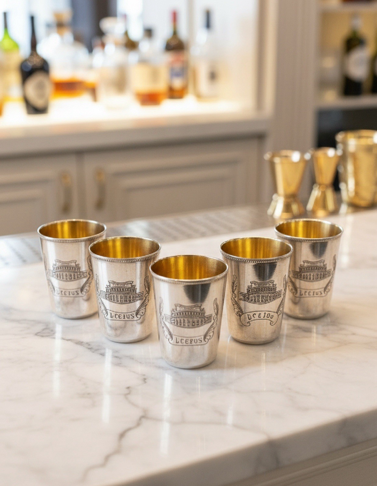 5 Soviet Armenian Vodka Cups 875 Silver AA9 Star Yerevan Opera 1955 Gilt