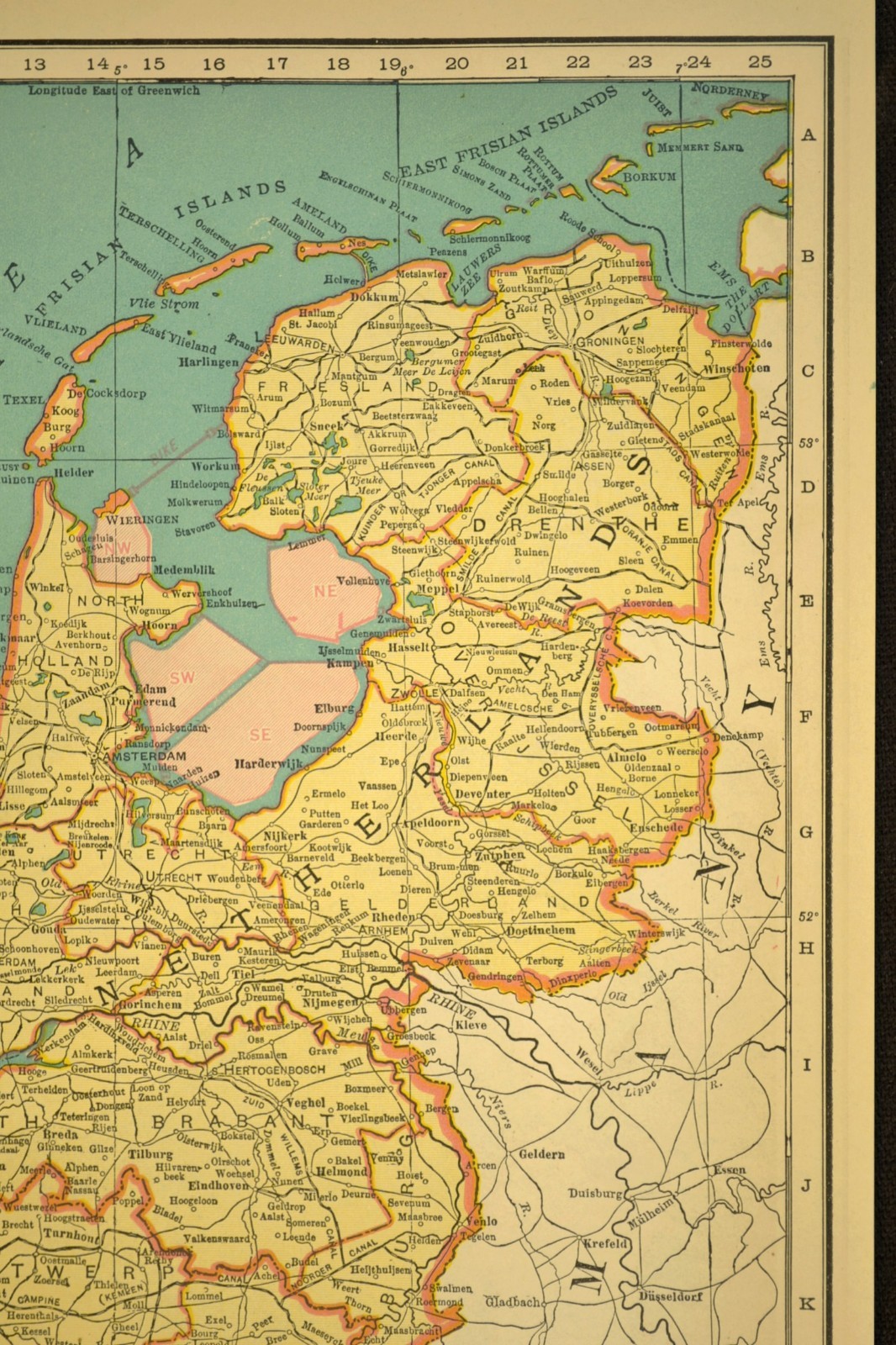 WWII Era Belgium Map Vintage Netherlands Wall Art Original Luxembourg ca 1944