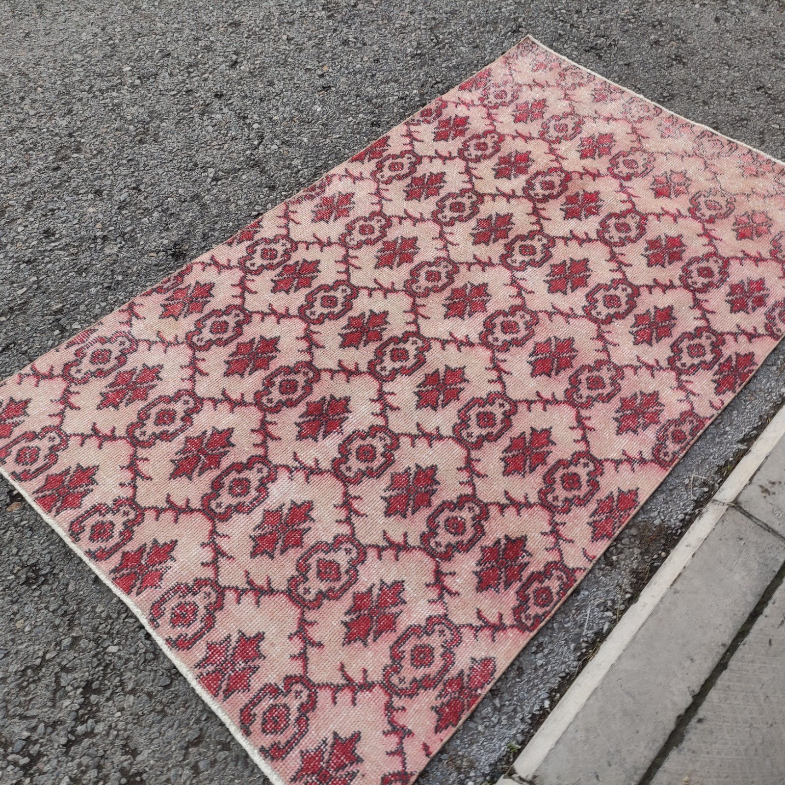 Vintage Rare motif Area Rug 3.71 x 6.33 ft , 4×6 Handmade Wool Rug 113 x 193 cm