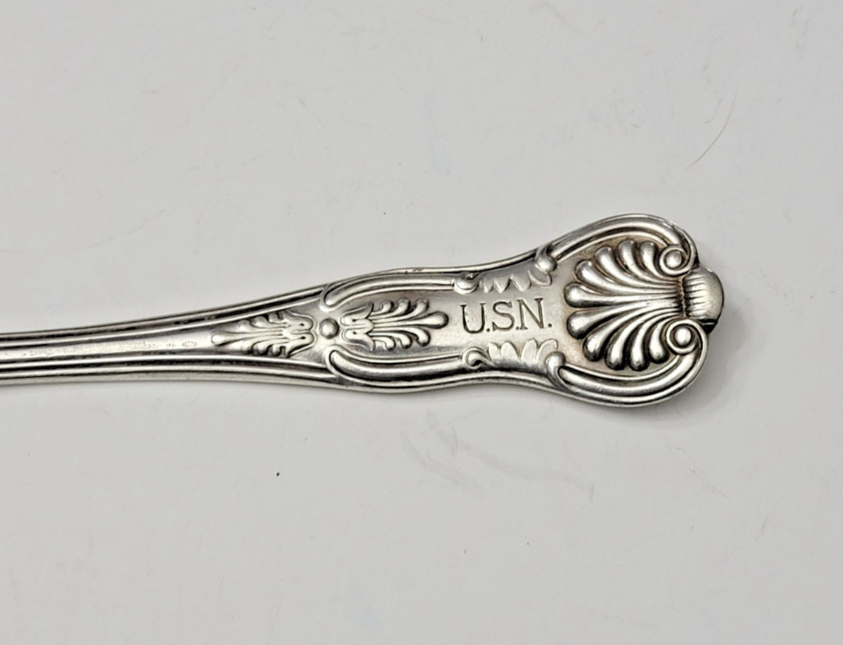 USN US Navy Serving Spoon, International Silver, WW2 Era silver plate