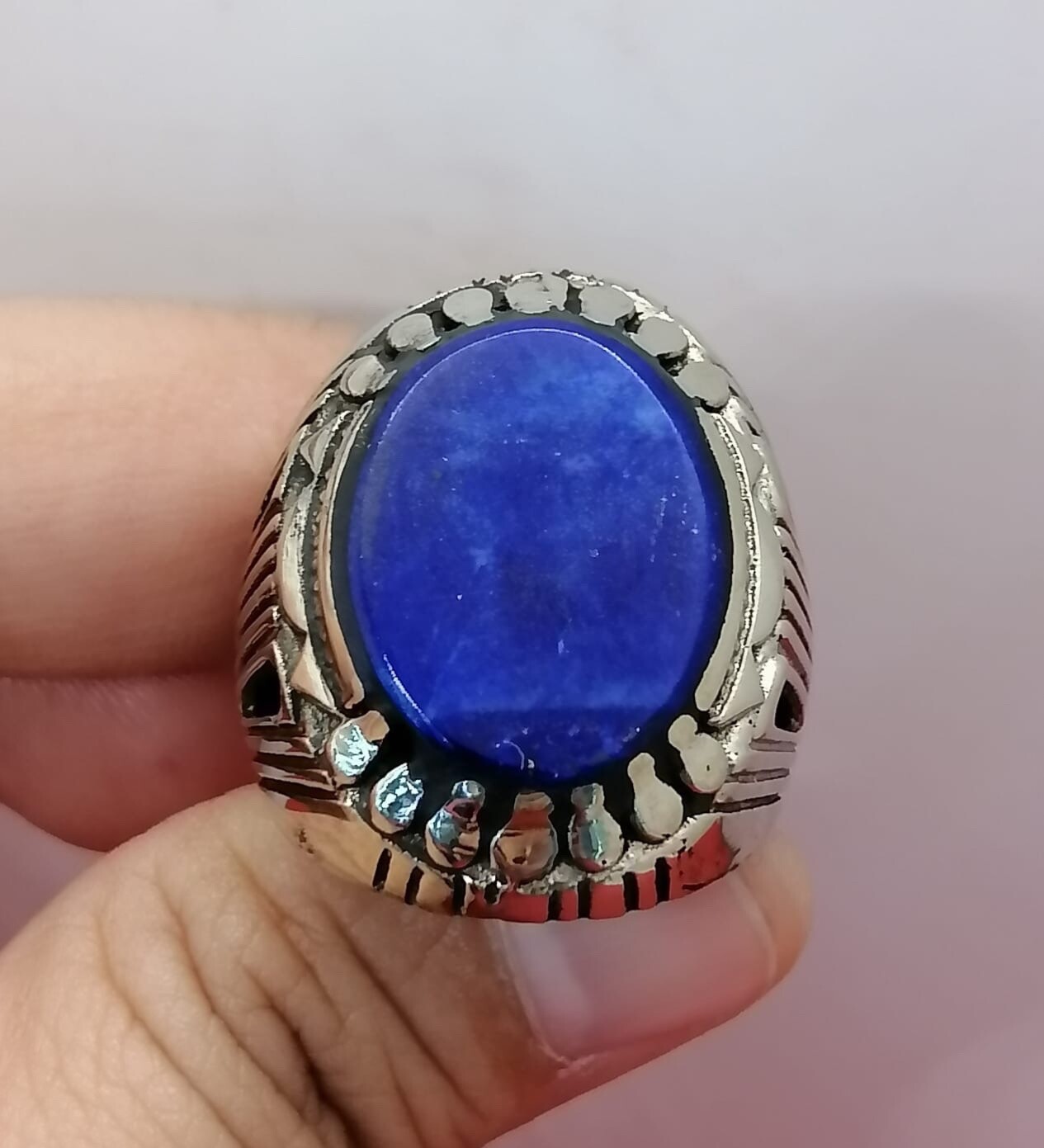 Amazing afghan natural green agate stone haqeeq Ring