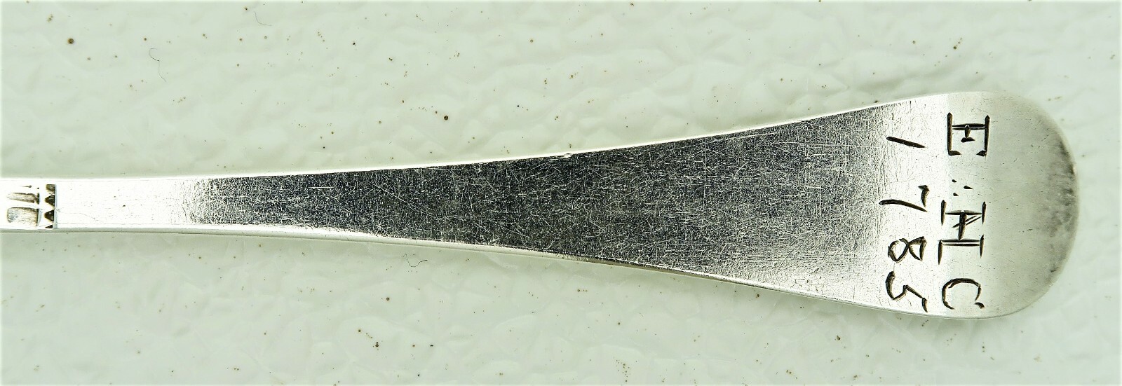 Early Coin Silver Table Spoon with Marks Engraved Date 1785