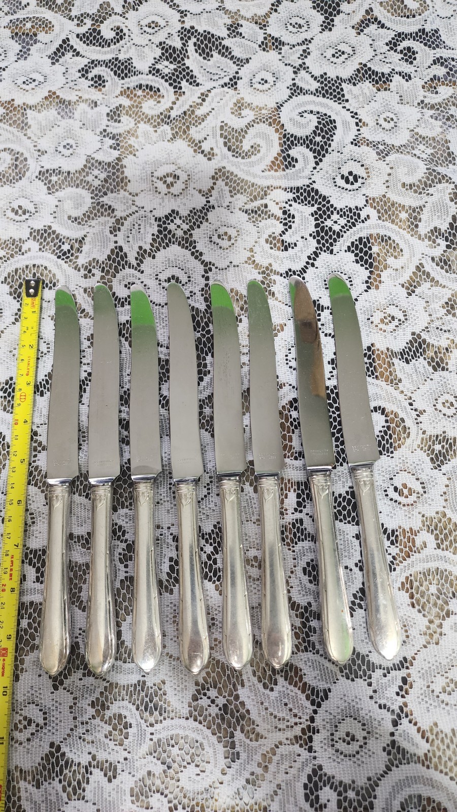 ✅ LOT OF 8 c1935 BERKLEY SQUARE SILVERPLATED NEW FRENCH HOLLOW PLACE KNIVES 🍽