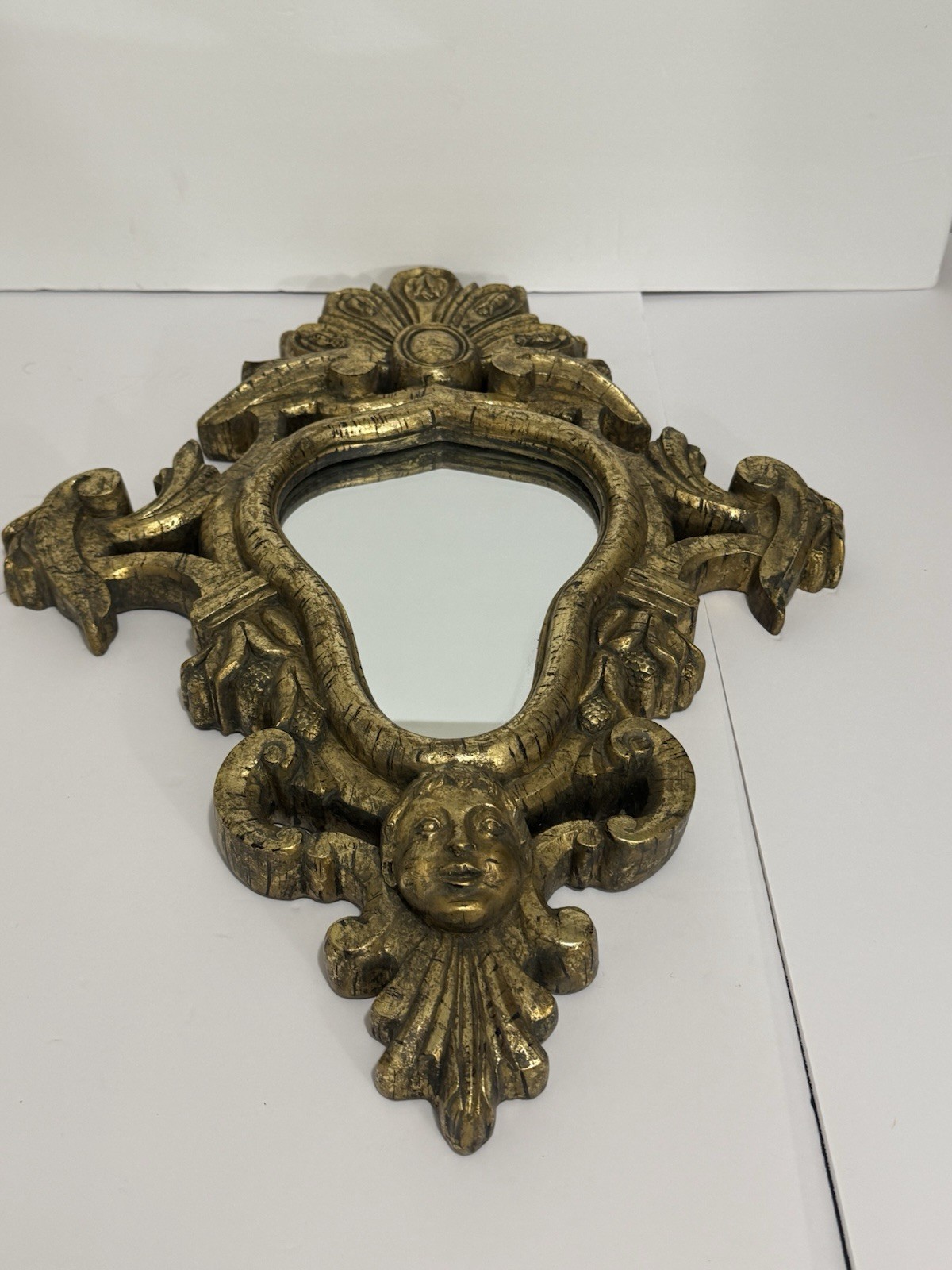 Vintage French Accent Gold Gilt Decorative Oval Wall Mirror