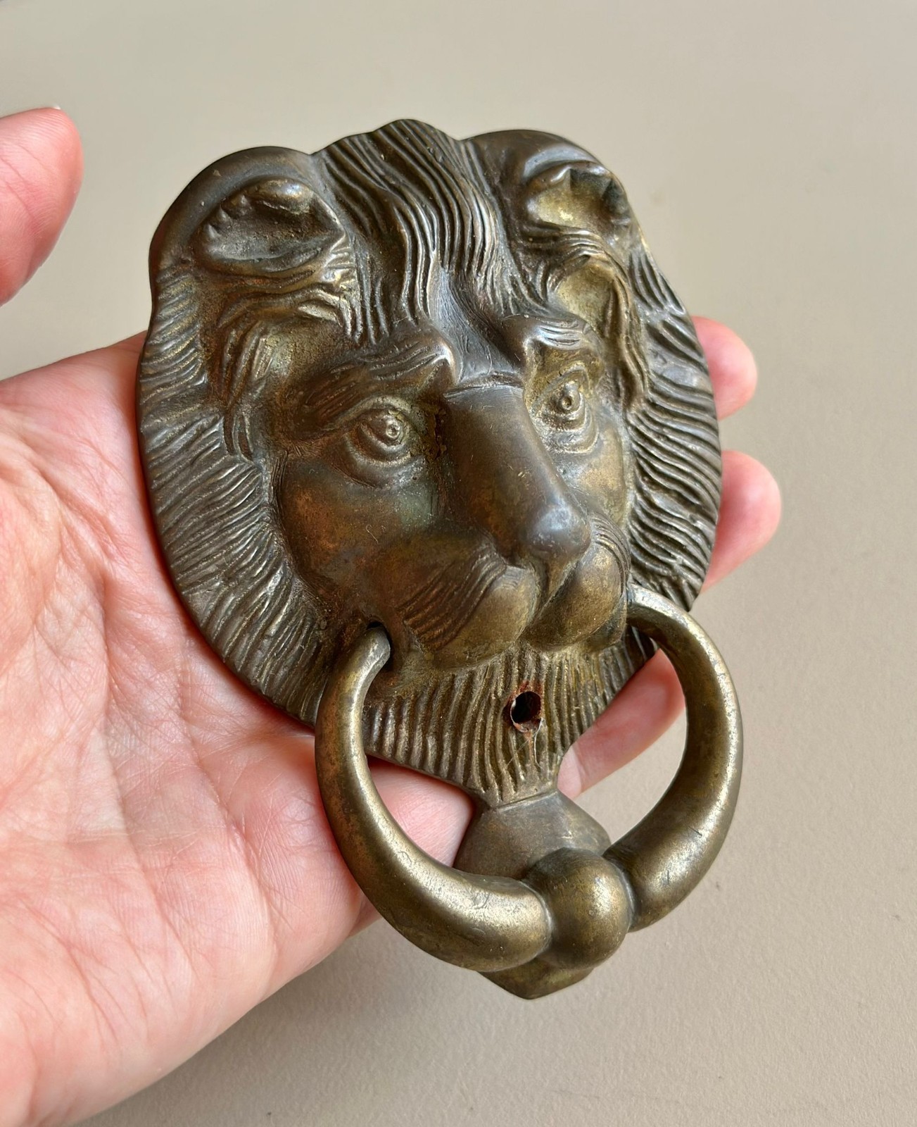 Vintage Solid Brass Lion Head Door Knocker Classic Regency Style