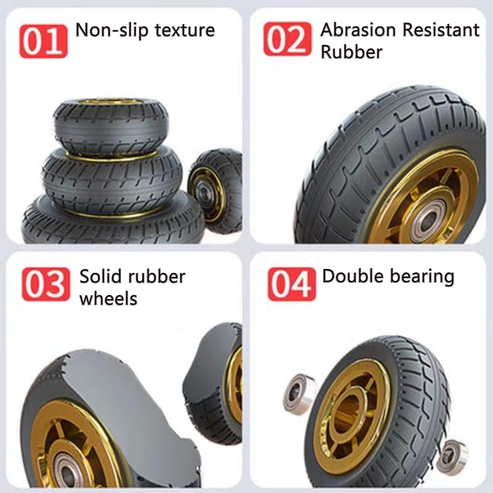 Heavy Duty Fixed Industrial Plate 3Inch Rubber Casters, No Noise Wheels Set o…