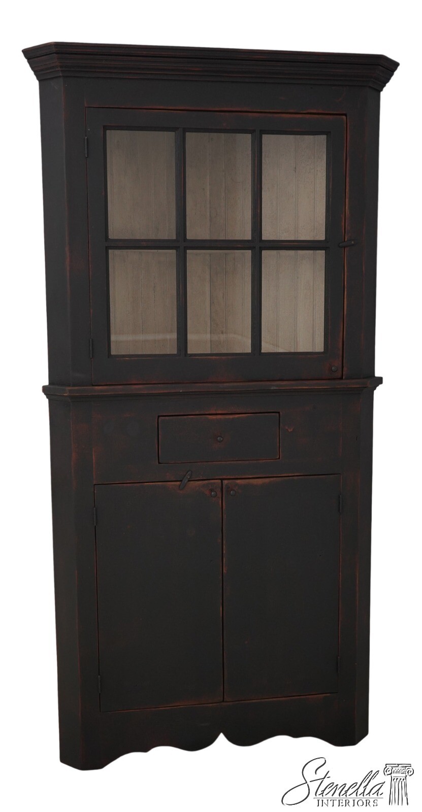L66904: Primitive Distressed Finish Contemporary Corner Cabinet
