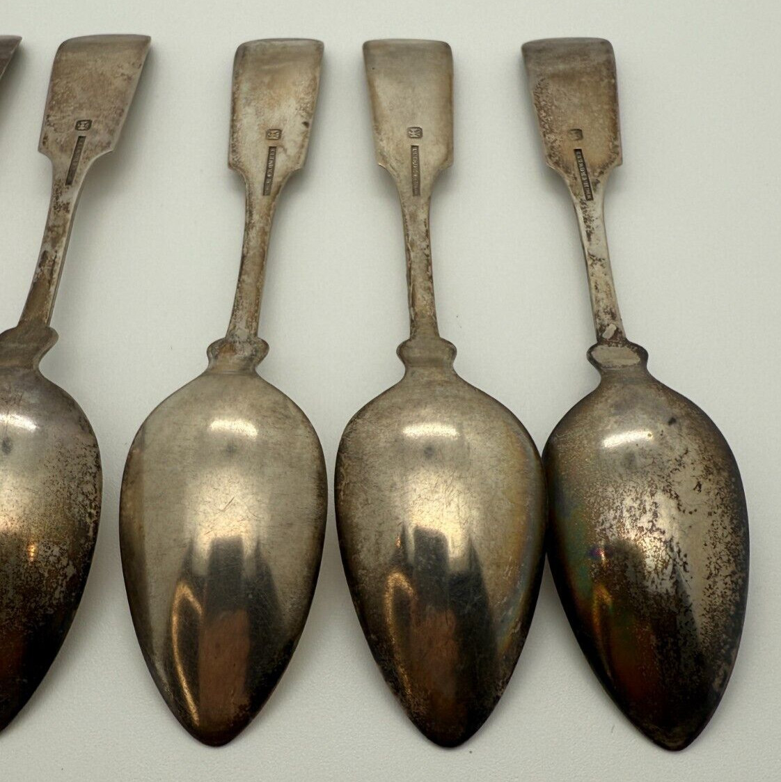Antique Coin Silver Spoons Set 6 Crowell Hartford CT Eagle Mark 86g