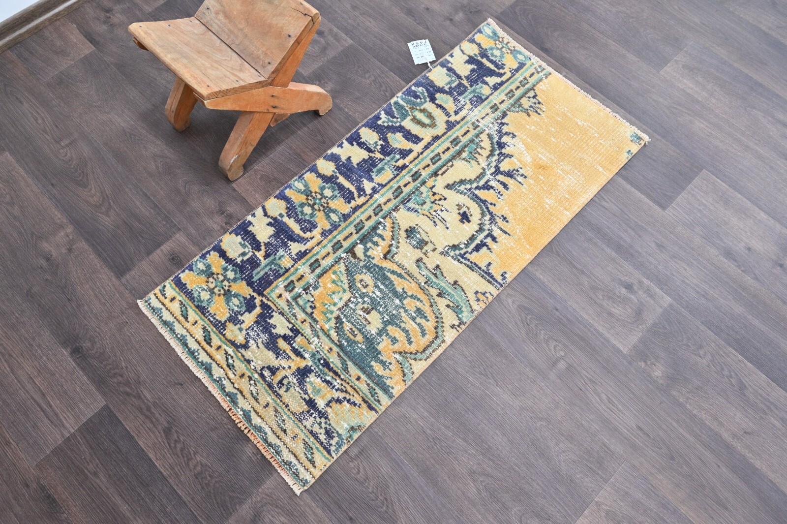 Oushak Turkish Doormat Rug 2×4 BLUE Anatolian Handmade Vintage Small Kilim Rug