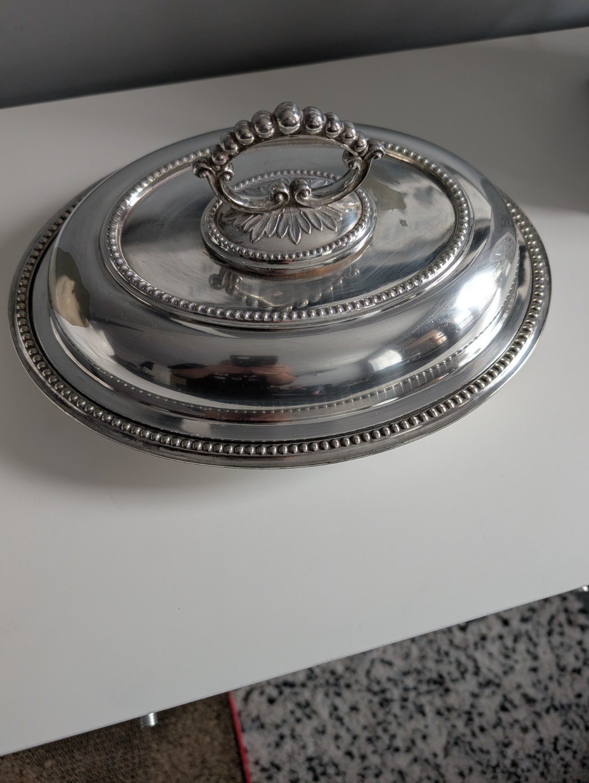 Alex B Clark & Co Antique Silver A1 Plate Beaded Edge Entree Serving Dish.