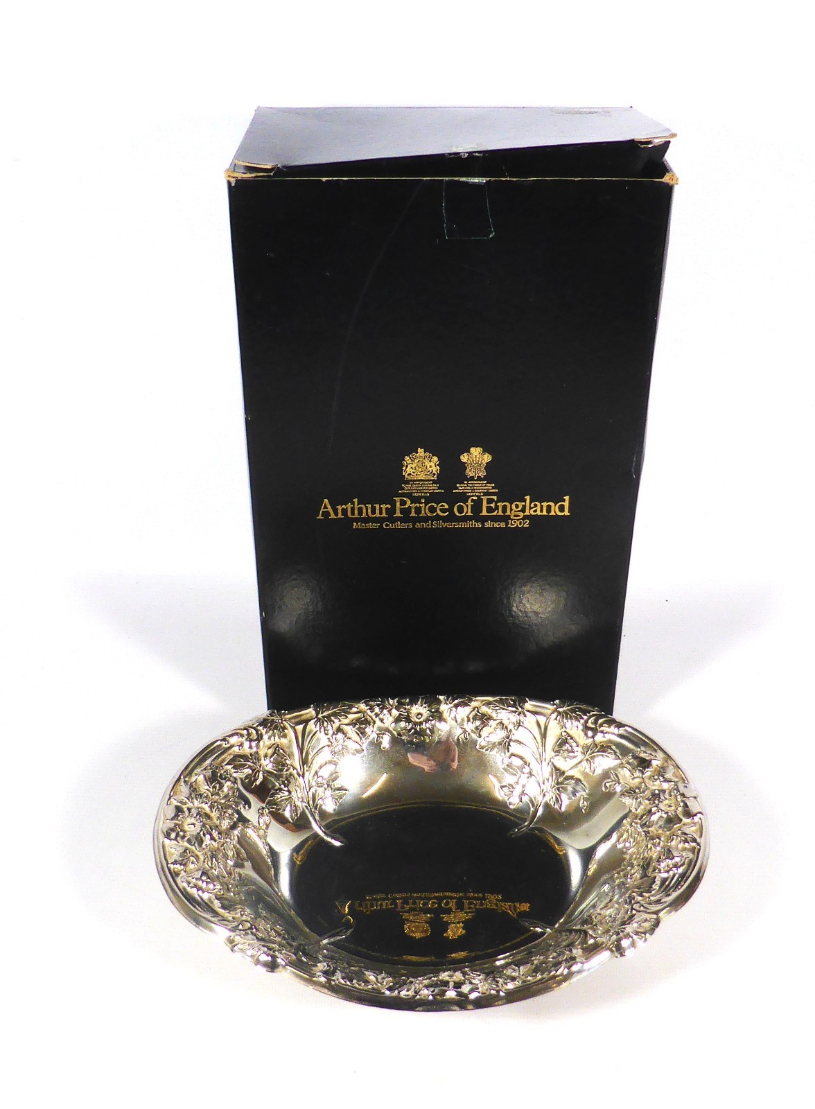 Arthur Price 5052 Vintage Silver Plated Floral Oval Bowl 10 1/2″ with Box