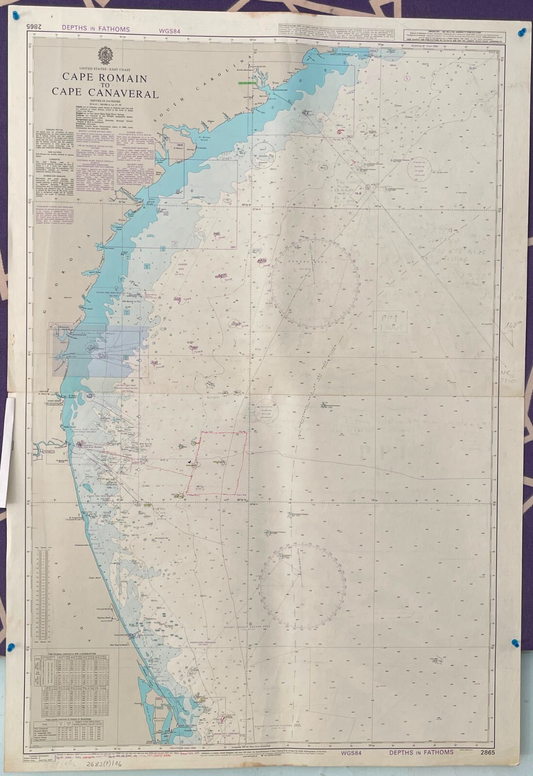 Admiralty 2865 UNITED STATES EAST COAST CAPE ROMAIN TO CANAVERAL CHARTS MAP WALL