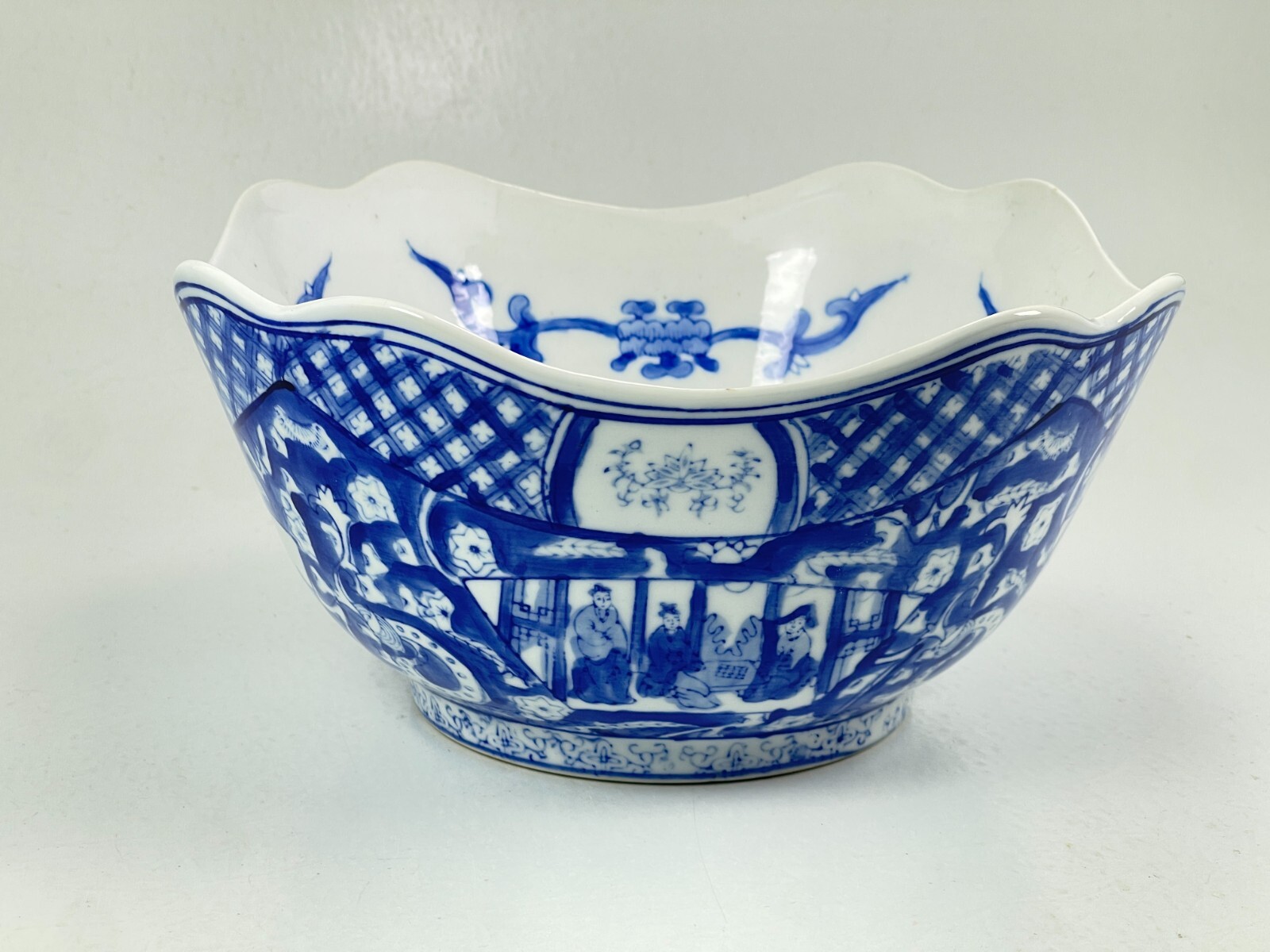 Vintage Antique 1725-1735 Chinese Yongzheng Qing Dynasty Bowl Cobalt Blue White