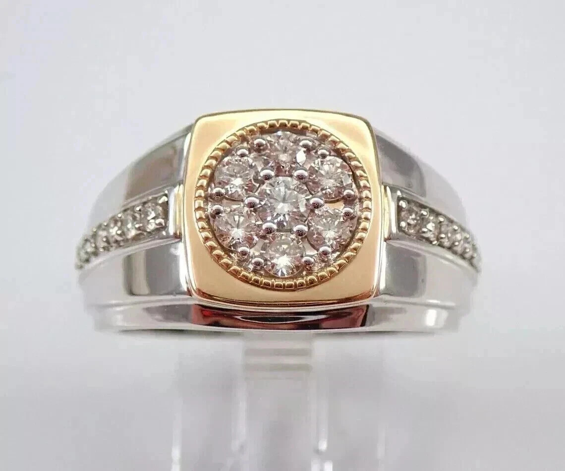 14K Two Tone Gold Plated 2Ct Round Lab Created Diamond Men’s Pinky Wedding Ring