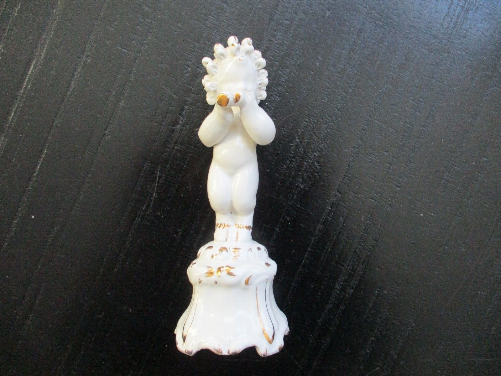 Art-Lore Made in Italy Child Playing Instrument / Gold Trim Bisque ~ VGUC