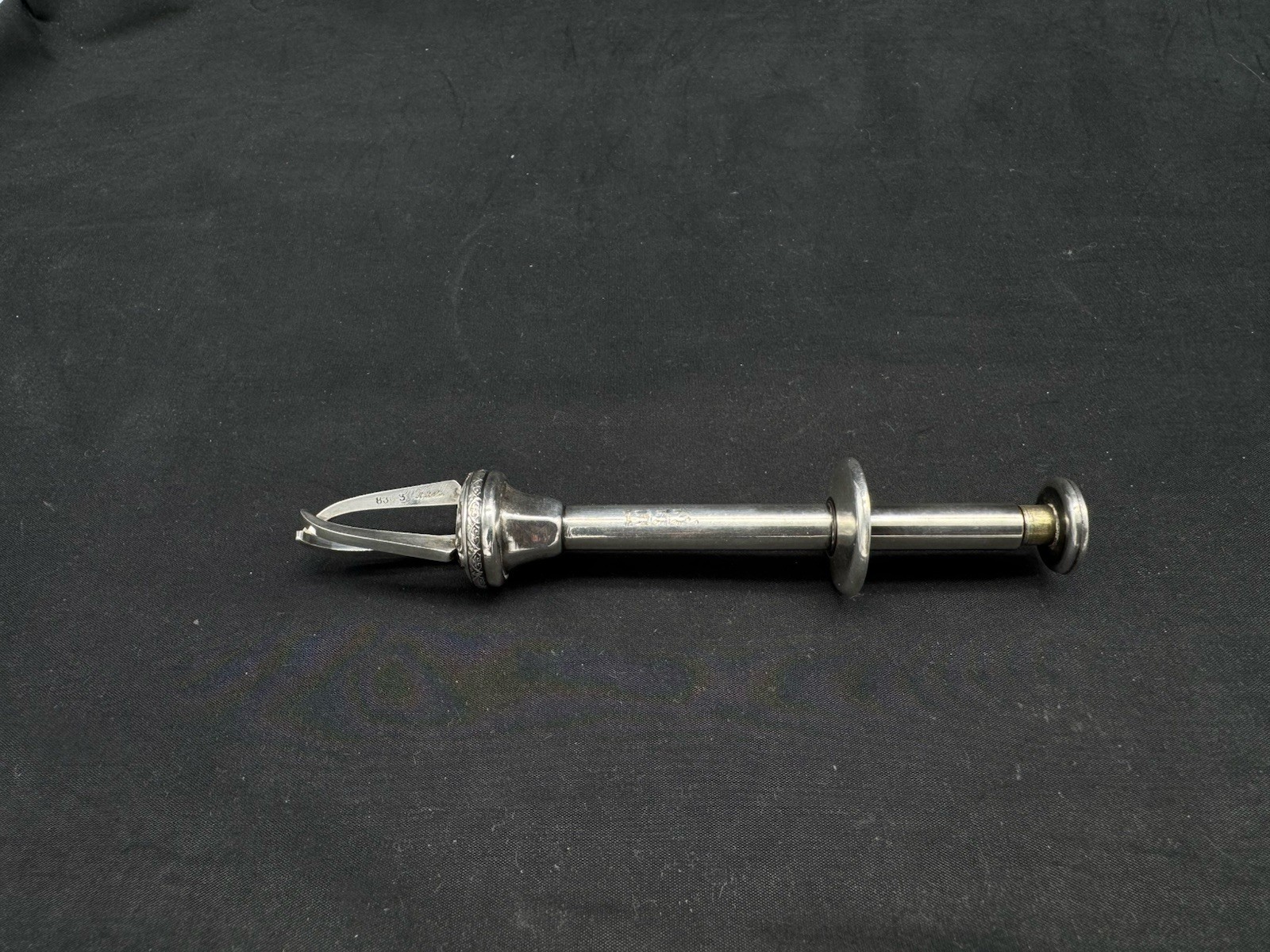 Vintage 830 Silver Blue Enamel Button Sugar Ice Tongs