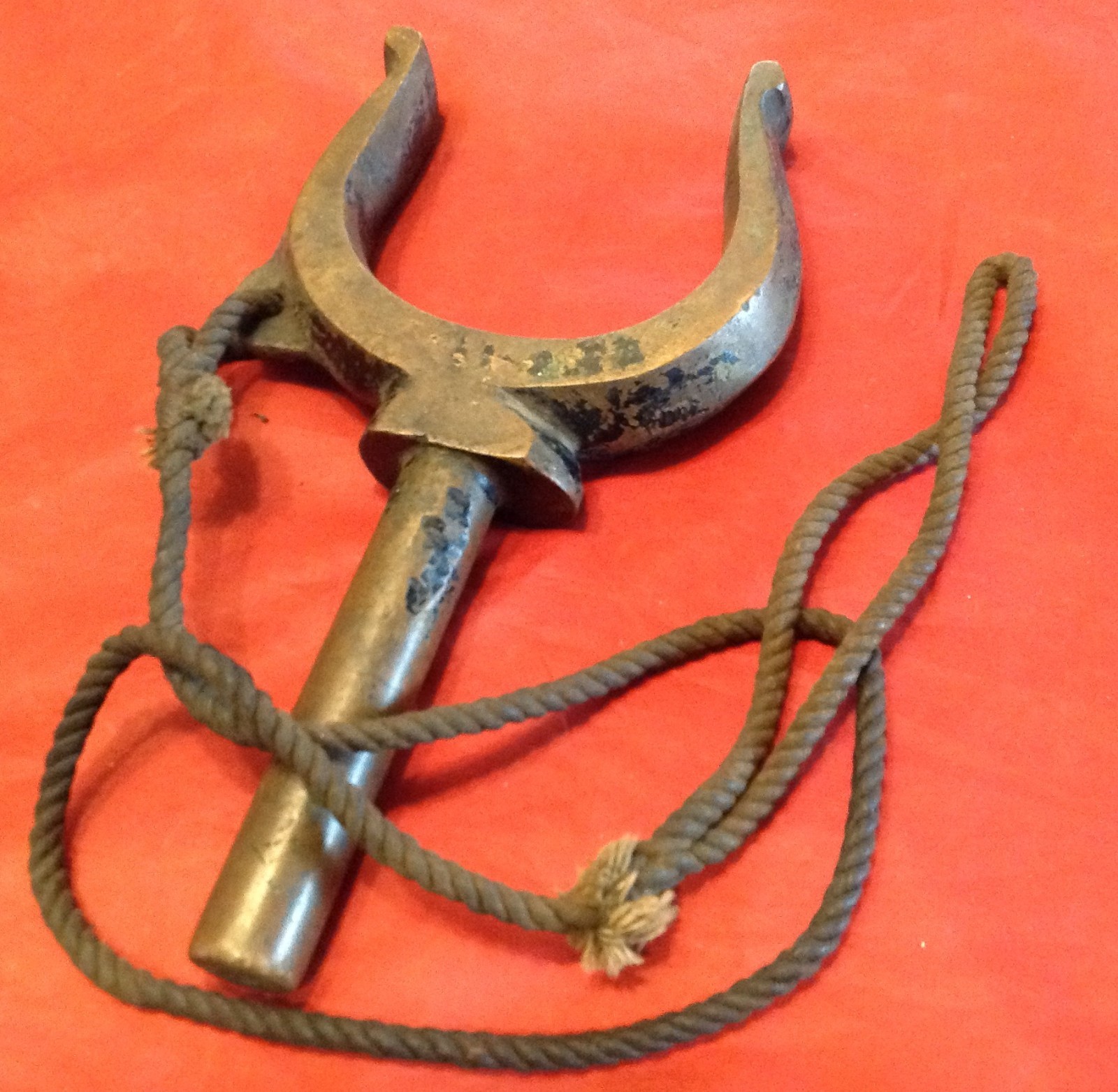 Antique Heavy Bronze Boat Oar Lock 3/4″ Diameter Shank with Lanyard