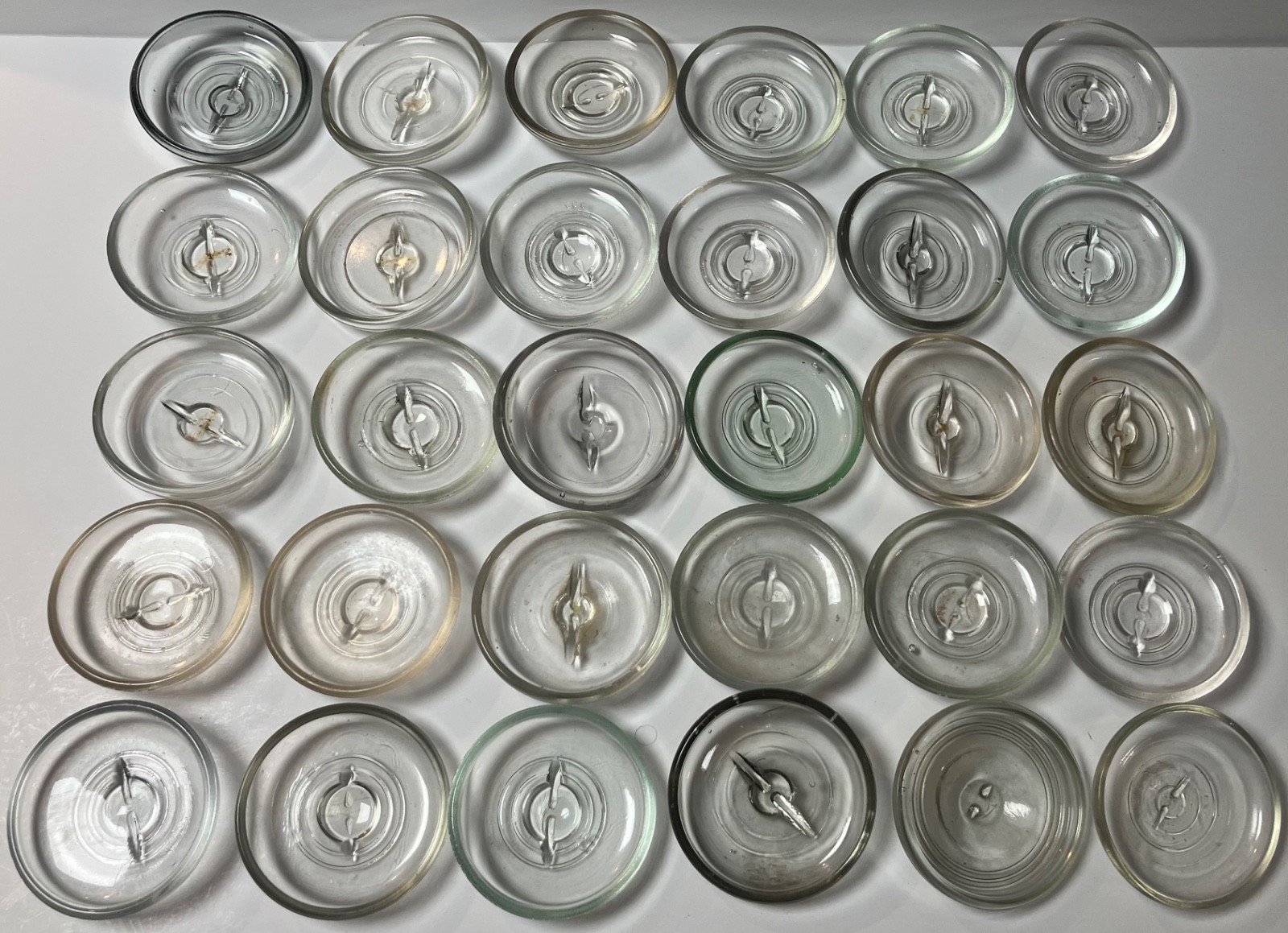 Vintage Ball, Atlas Glass Jar Lids Lightning Style 30 Clear Various