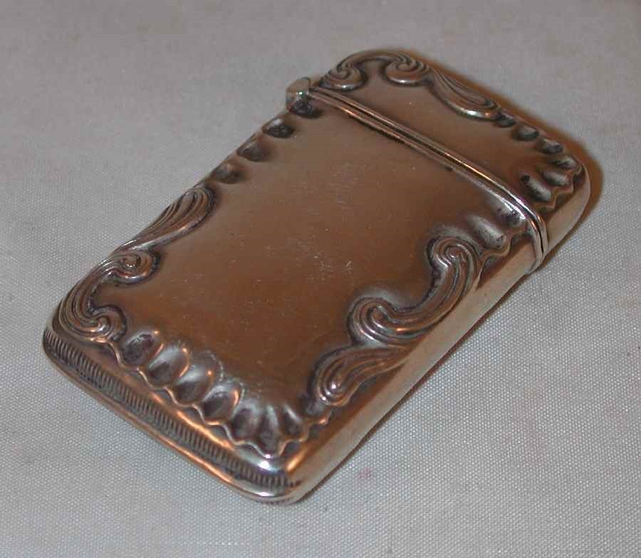 Sterling Silver Matchsafe Vesta Repousse Scroll Border Hayden Manufacturing Co.