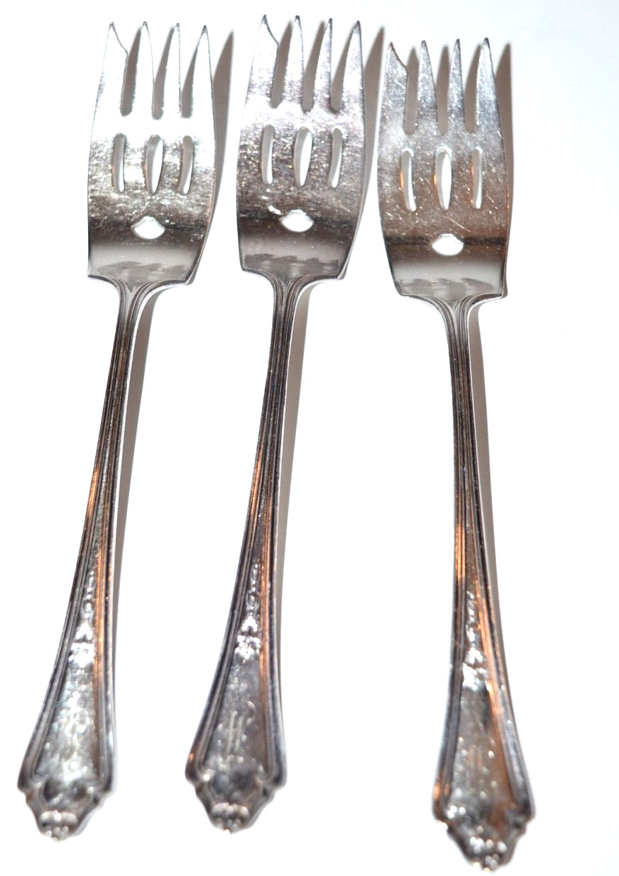 Gorham SHELBURNE Silverplate GM Co Salad Dessert Forks Monogram E 3pc