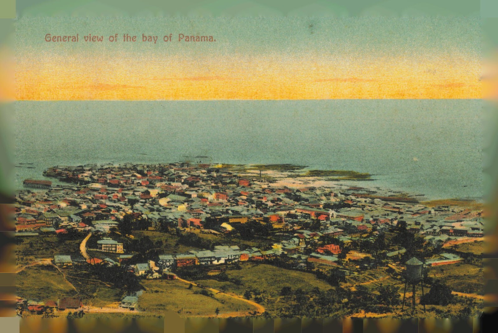 General View Of The Bay Of Panama. Vintage Post Card