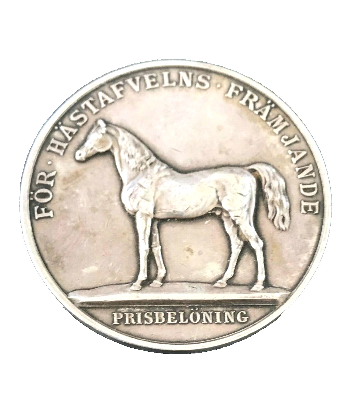 Vintage Sterling Silver Swedish Horse Breeding Watch Fob Awards Medal 1920