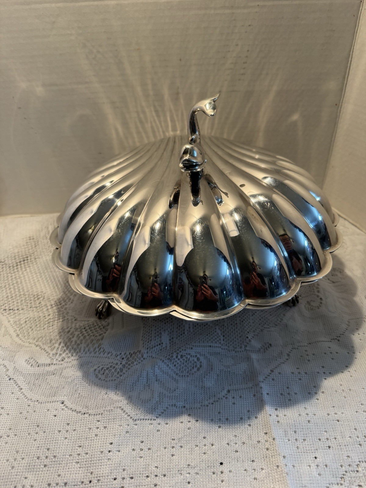 Silver Clam Shell Dolphin Serving Dish By The Eton Silver Inc. Working!!