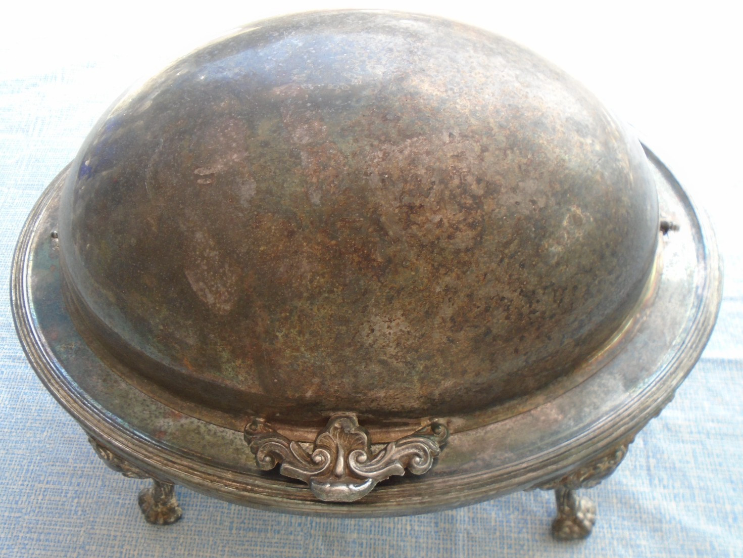 Breakfast Warmer Unmarked Rolltop England 12 by 9 ” Silverplate Glass Insert