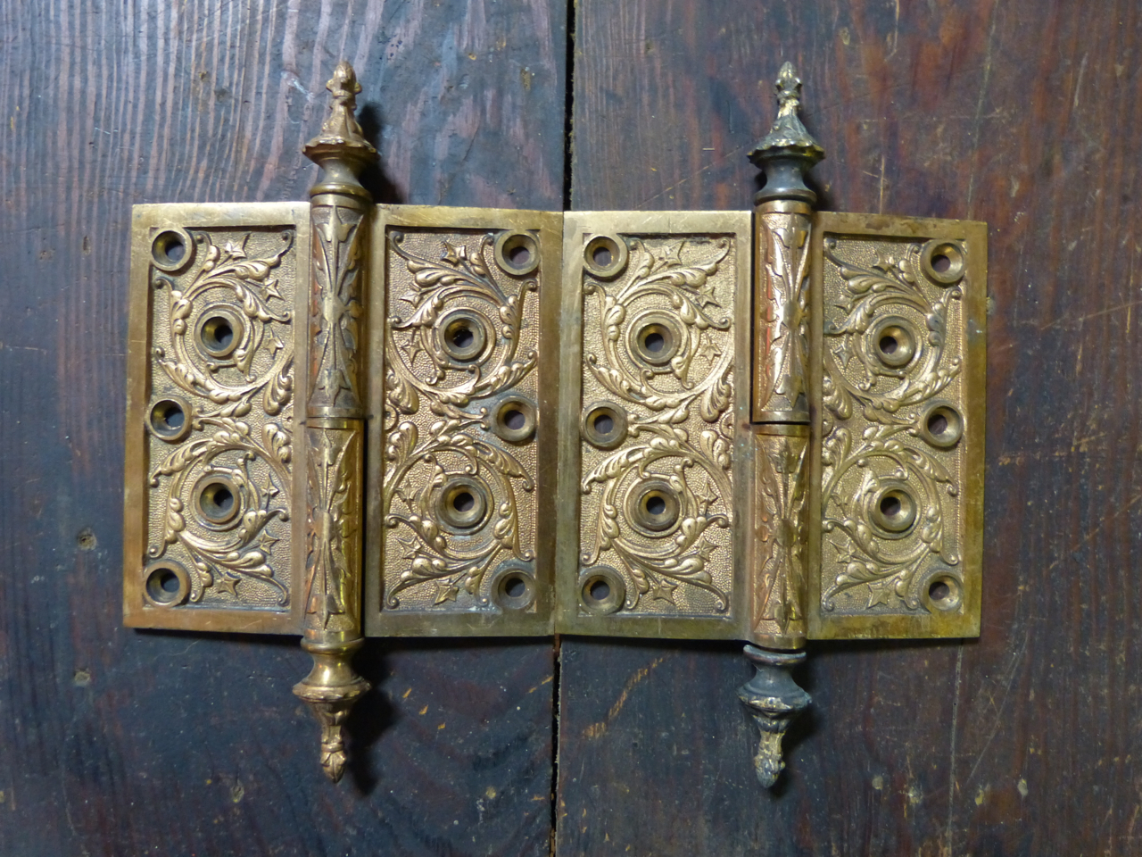 Matched Larged Pair Circa 1876 Cast Bronze Hinges By Corbin Left Hand Victorian