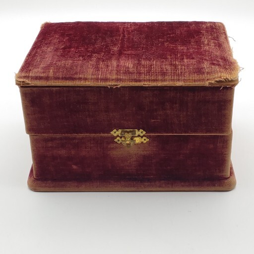 True Antique Traveling Shaving Kit Red Velvet Box W Razor, Cup, Brush *No Mirror