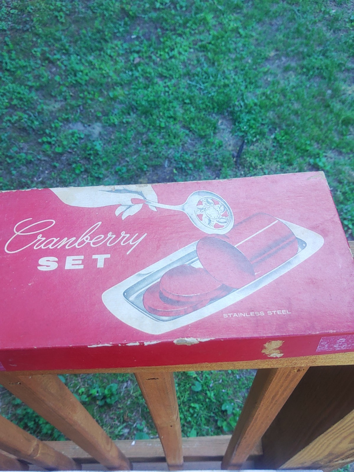 Vintage Cranberry Set Serving Spoon And Plate
