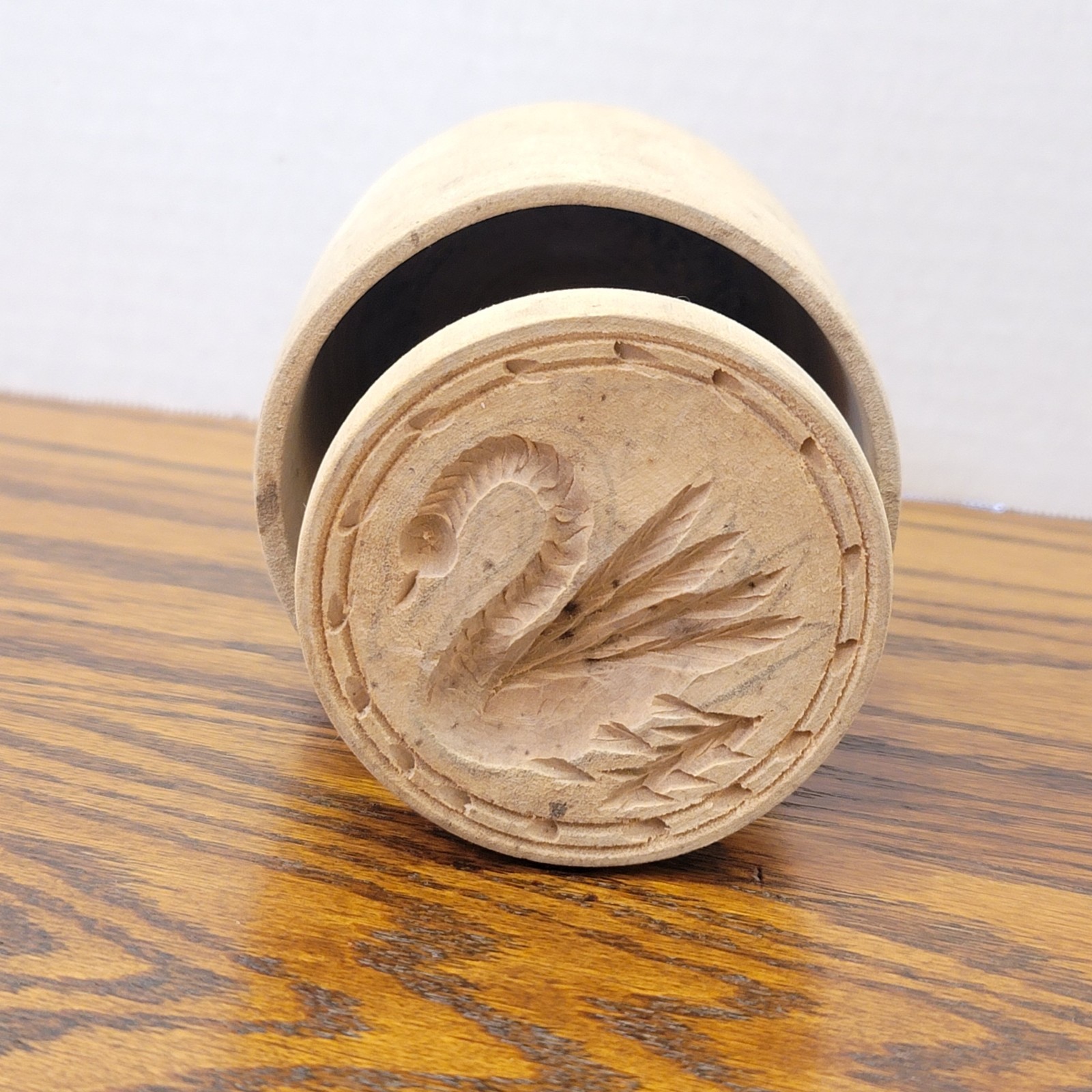 Antique Primitive Vintage Wooden Butter Mold Print Stamp Press Swan Bird 6″