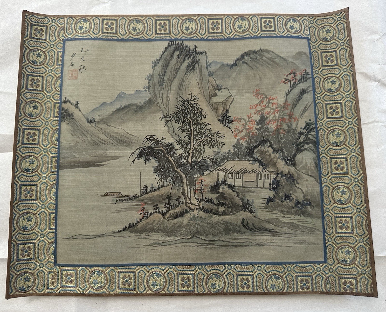 1890-1930 Chinese Landscape Painting by Shaoshi, Ink & Color on Silk signed seal