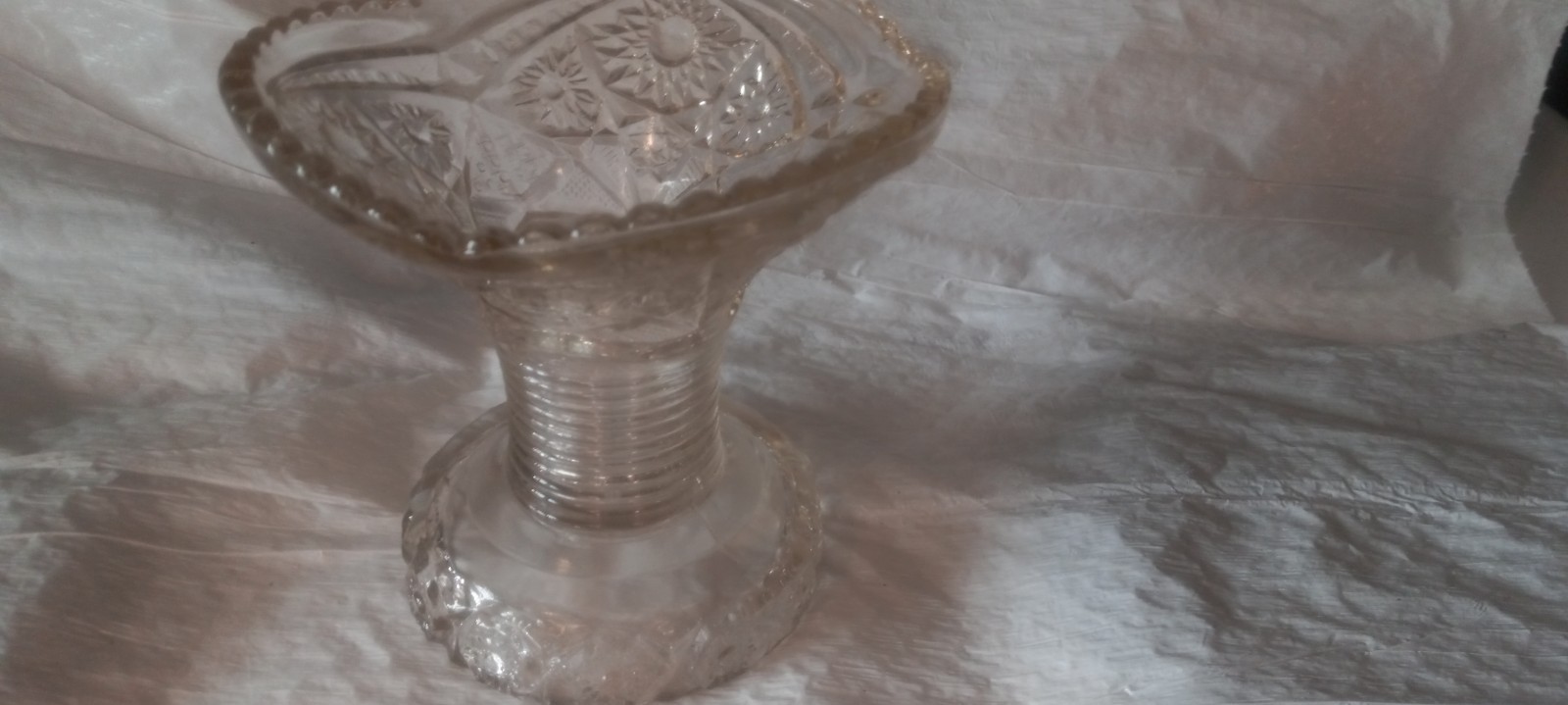 McKee Concord Punch Bowl Base Stand With Star Design Pressed Clear Glass Vintage