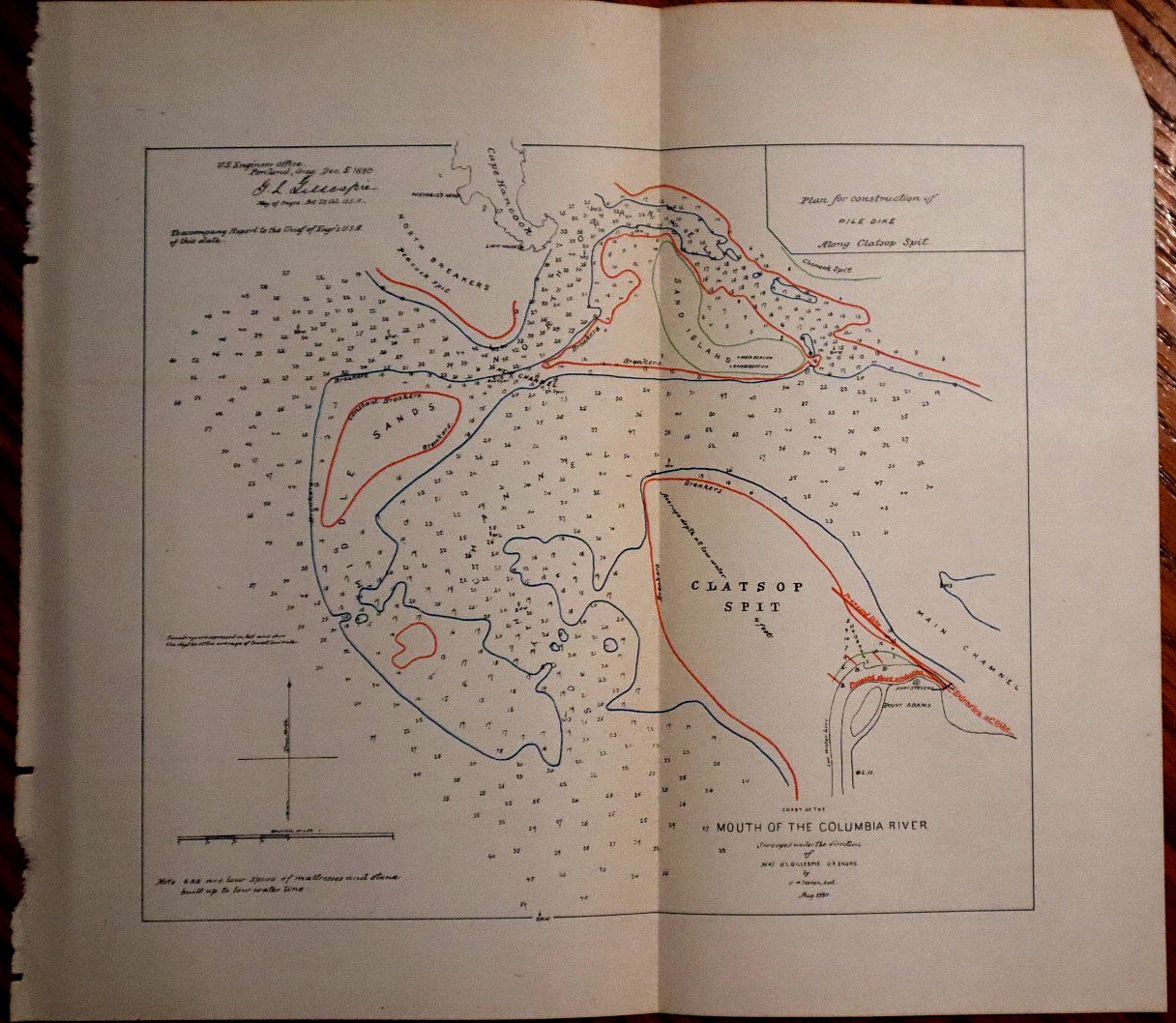 Rare Antique 1882 Chart /Map ~ Mouth of the Columbia River, Oregon & Washington