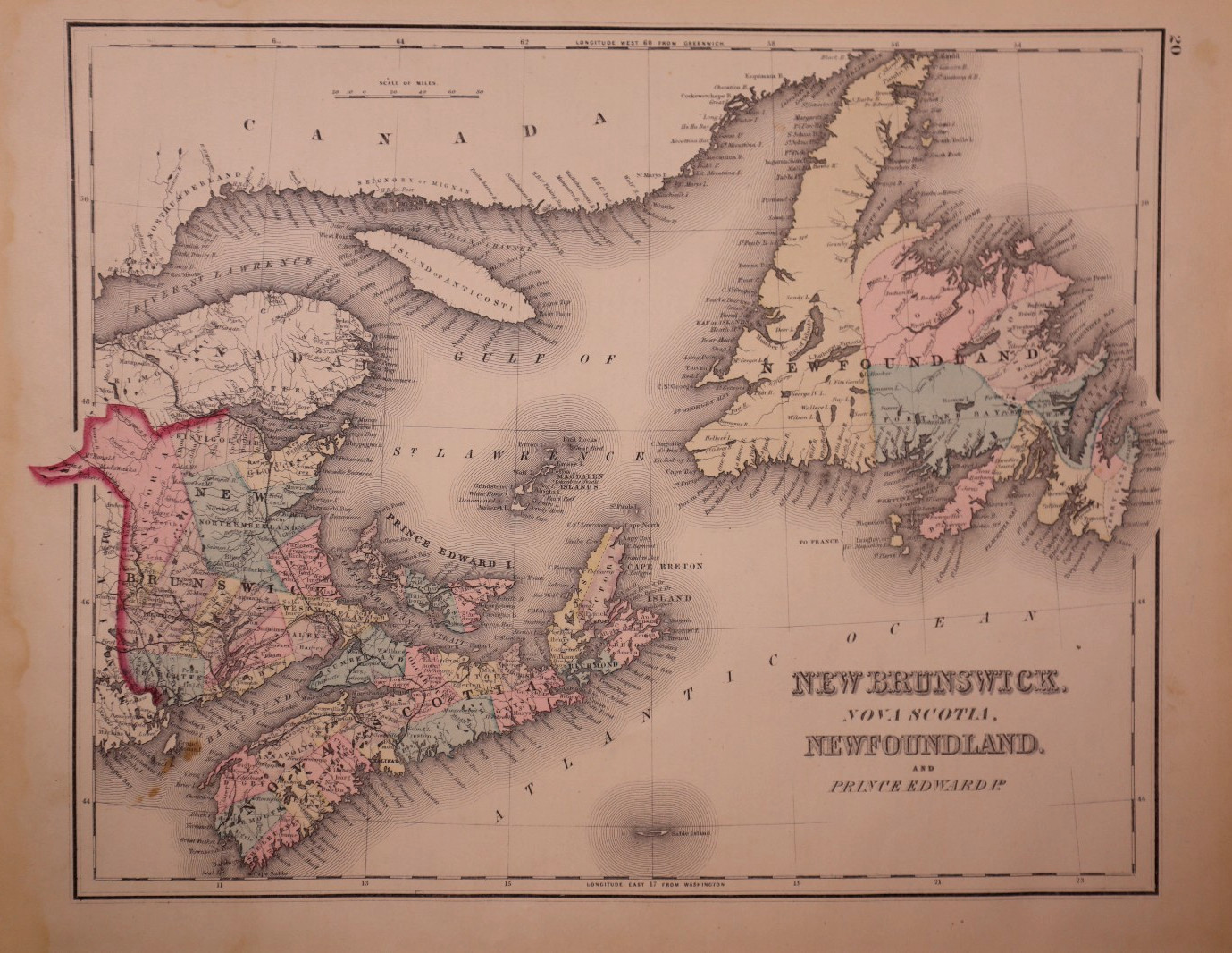 Antique 1876 ~ Canada – Maritime Provinces – Nova Scotia – PEI – Newfoundland